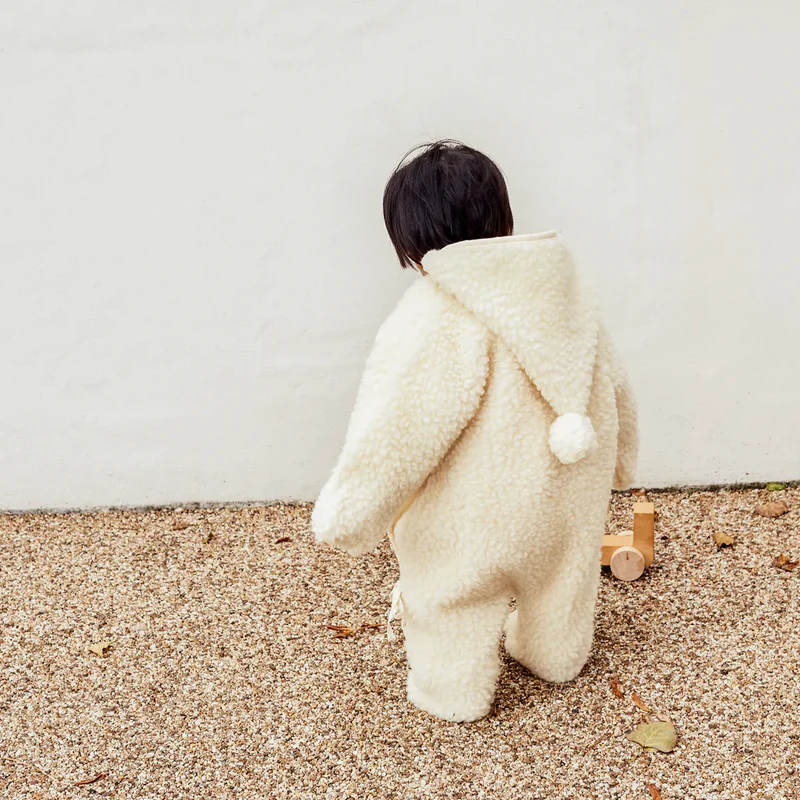BINIBAMBA  Merino Woll-Overall mit Kapuze  Milk - Image 3