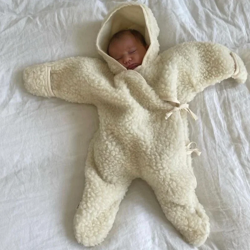 BINIBAMBA  Merino Woll-Overall mit Kapuze  Milk - Image 4