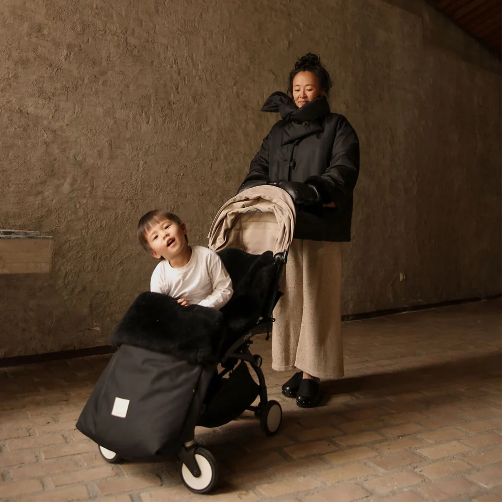 BINIBAMBA  Schaffell Kinderwagen Fusssack für alle Gurtsysteme Noir - Image 2