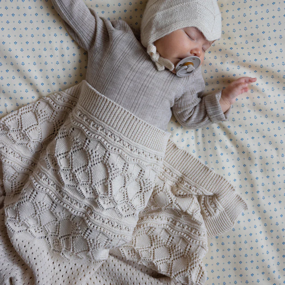 Cam Cam Copenhagen Strickdecke für Babys 'Pointelle' Off White - Image 2