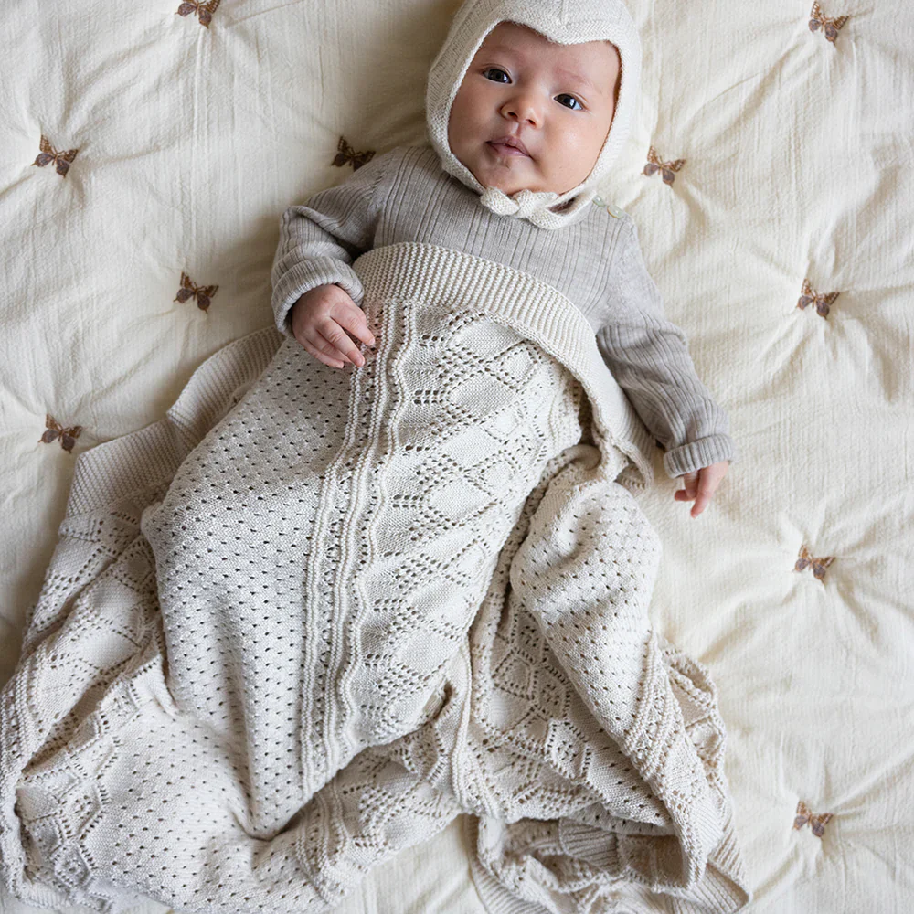 Cam Cam Copenhagen Strickdecke für Babys 'Pointelle' Off White - Image 4