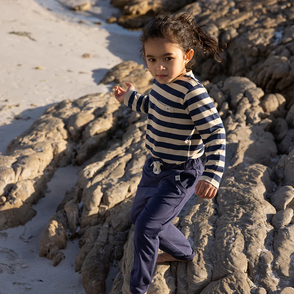 Cloby UV-Langarmshirt Navy/Sandy Stripe - Image 4