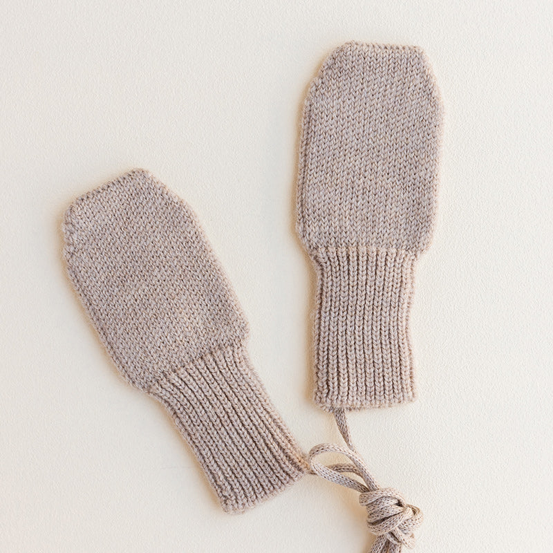 Hvid  Baby Strickfäustlinge/Handschuhe  Sand - Image 3