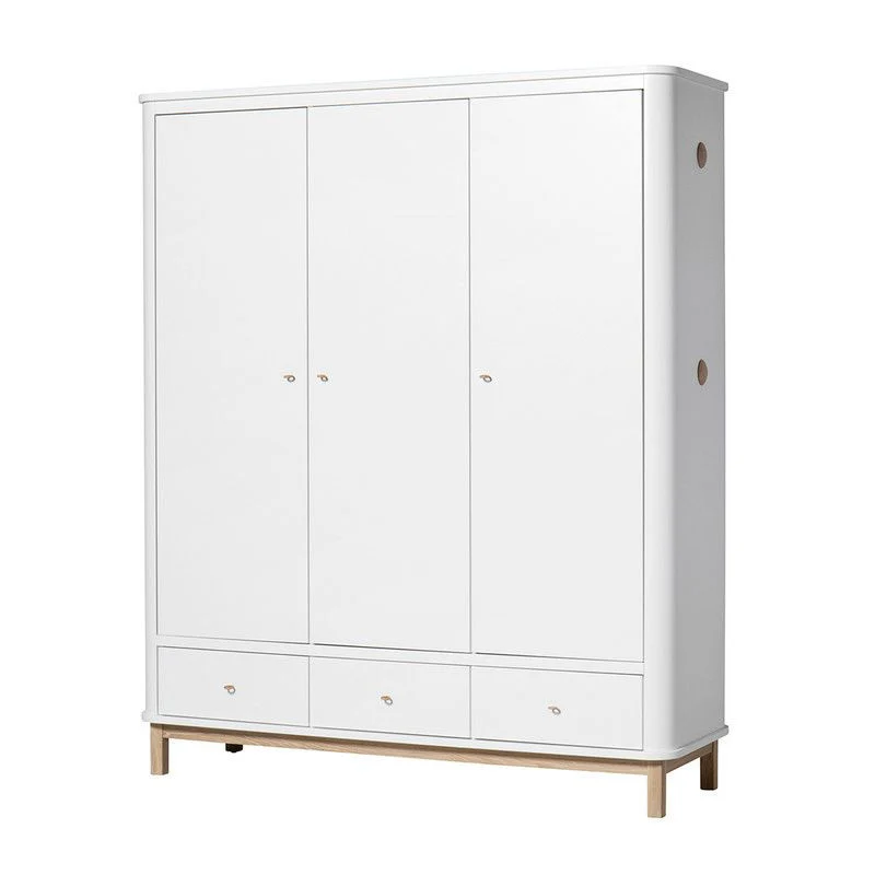 Oliver Furniture  Wood Kleiderschrank 3-türig  Weiss/Eiche - Image 3