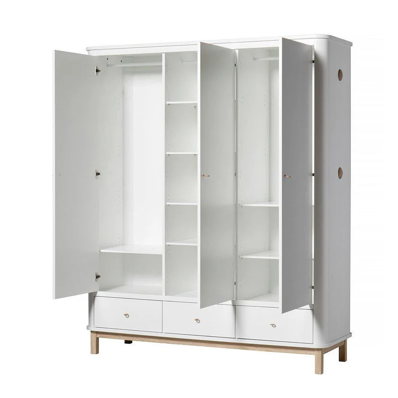 Oliver Furniture  Wood Kleiderschrank 3-türig  Weiss/Eiche - Image 5