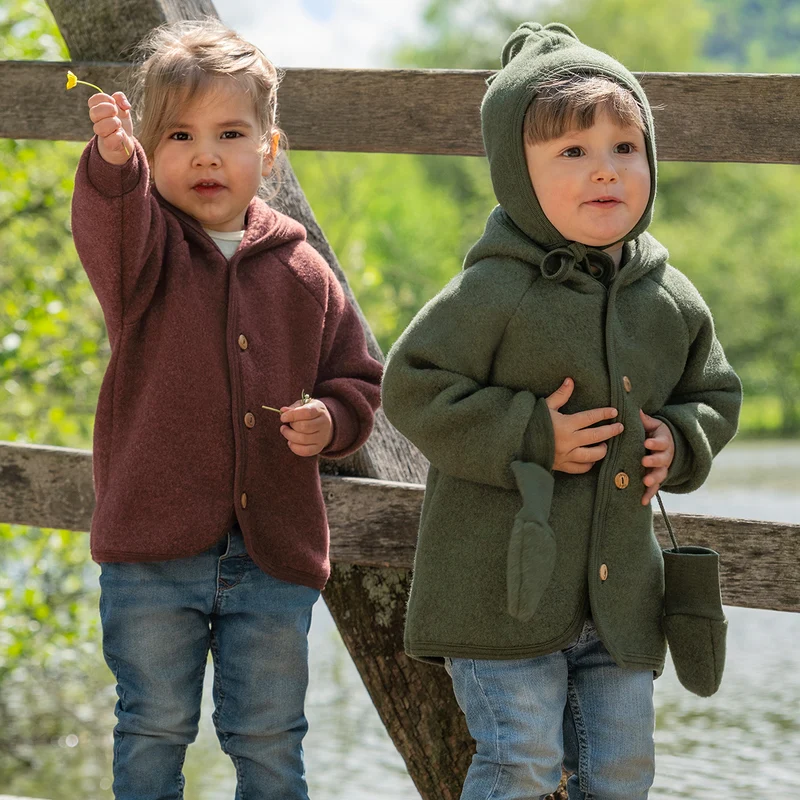 Engel  Wollfleece Kapuzenjacke  Schilf Melange - Image 3