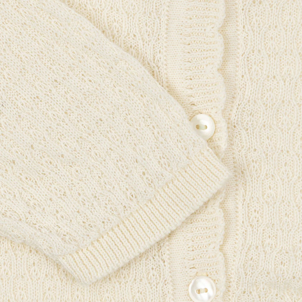 Fanga Fontana Baby Pointelle-Cardigan 'Venti' Antique White - Image 2