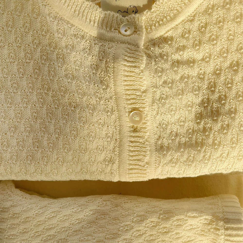 Fanga Fontana Baby Pointelle-Cardigan 'Venti' Antique White - Image 5