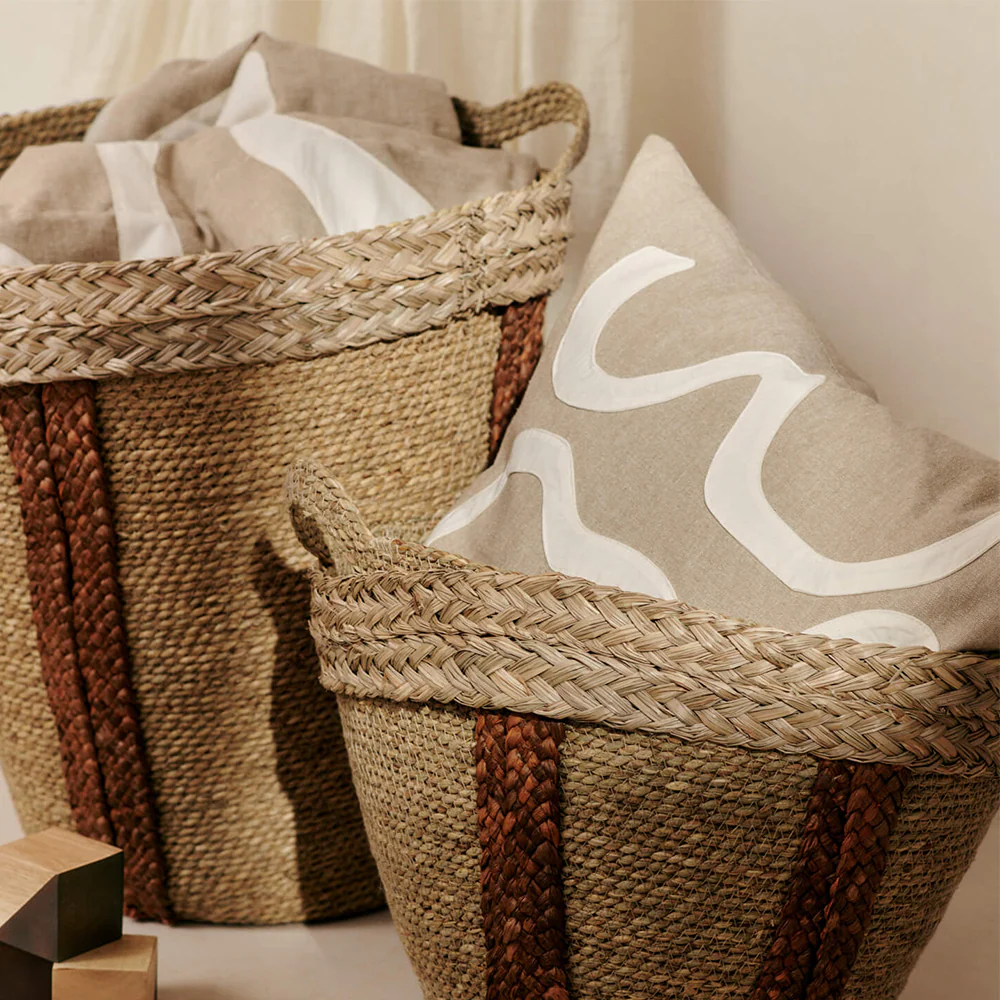 Ferm Living 2er-Set Aufbewahrungskörbe 'Mar' Natural/Red Brown - Image 2