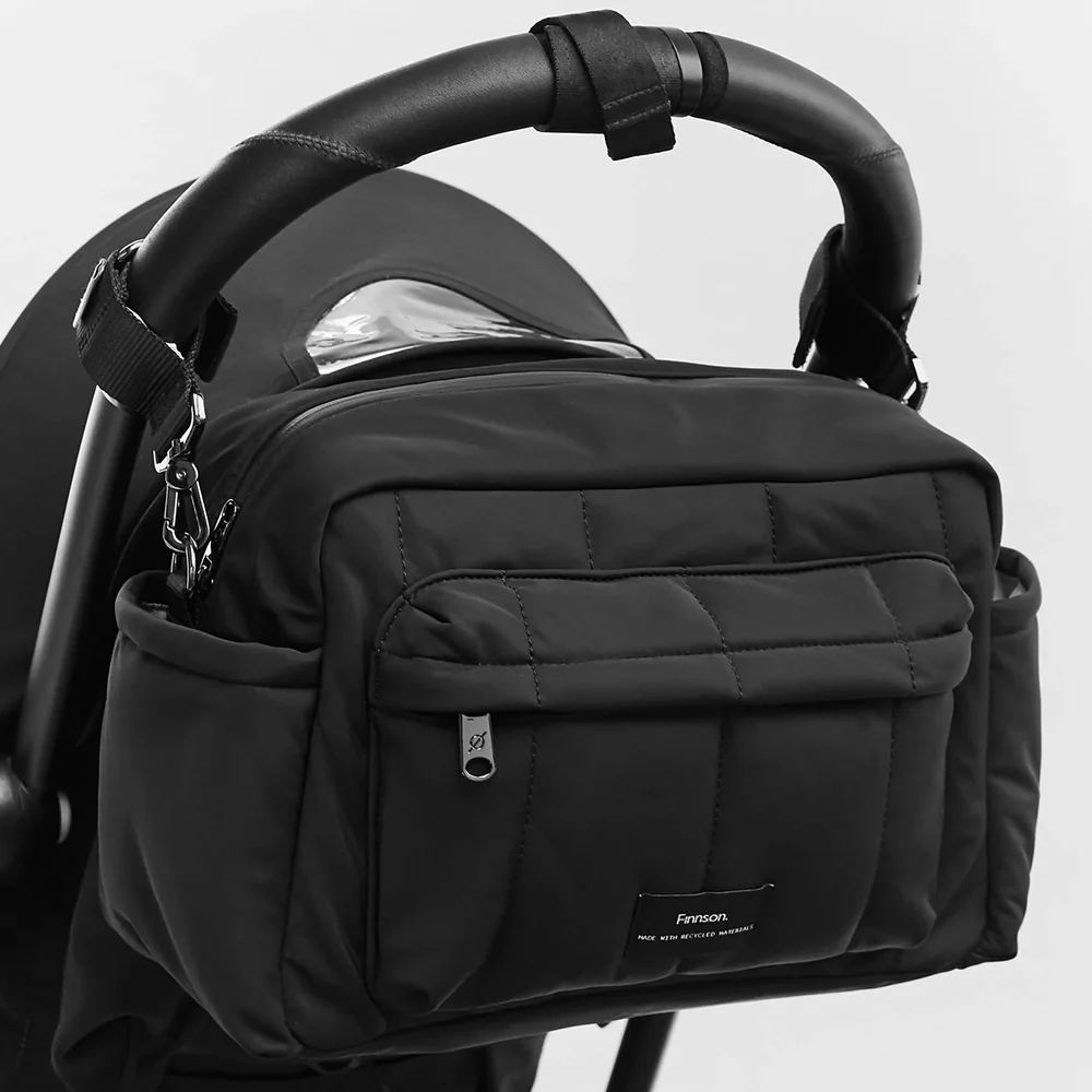 Finnsøn  Eco Oversized Kinderwagen Organizer mit Kinderwagenclips 'FREYA'  Black - Image 5