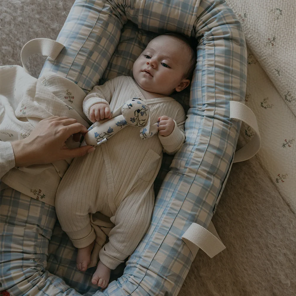 Garbo & Friends Babynest Plaid Sky Blue - Image 2