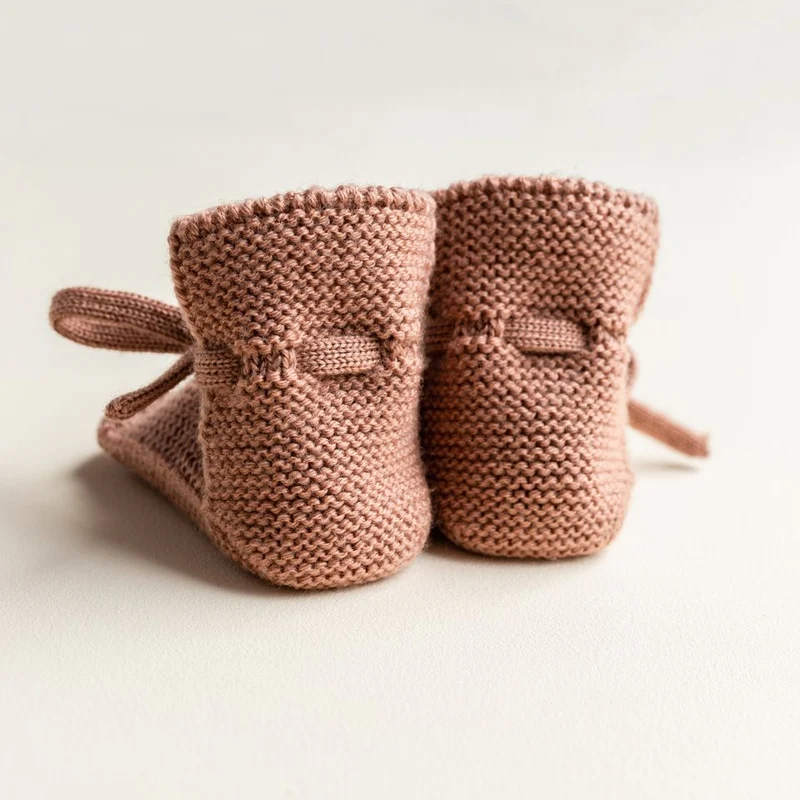 Hvid  Baby Strickschuhe Booties  Terracotta - Image 4