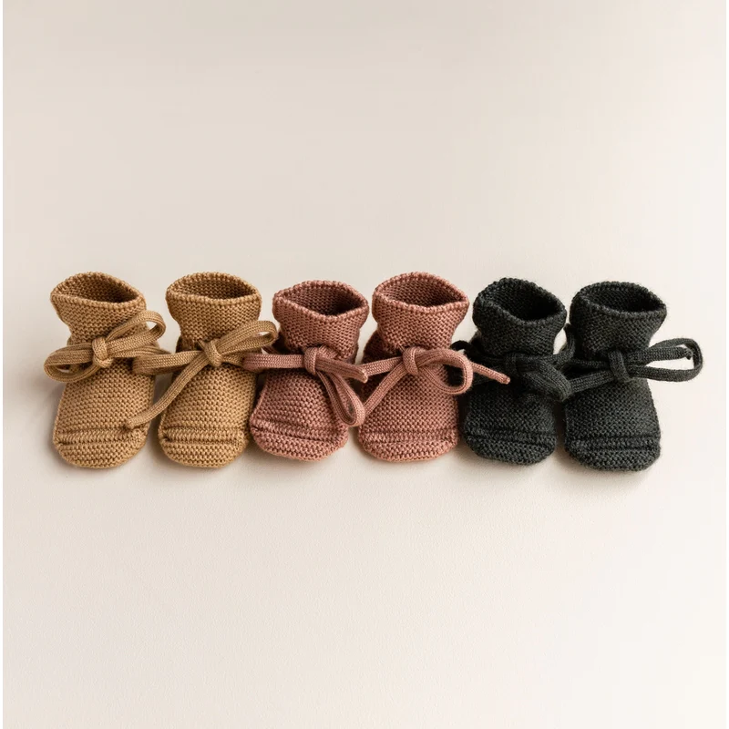 Hvid  Baby Strickschuhe Booties  Terracotta - Image 6