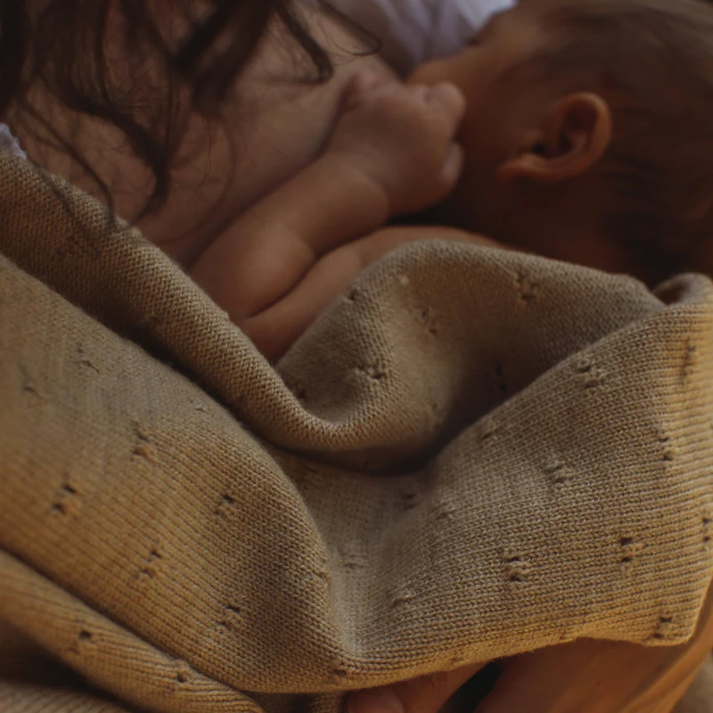 Hvid  Babydecke Bibi  Sand - Image 4
