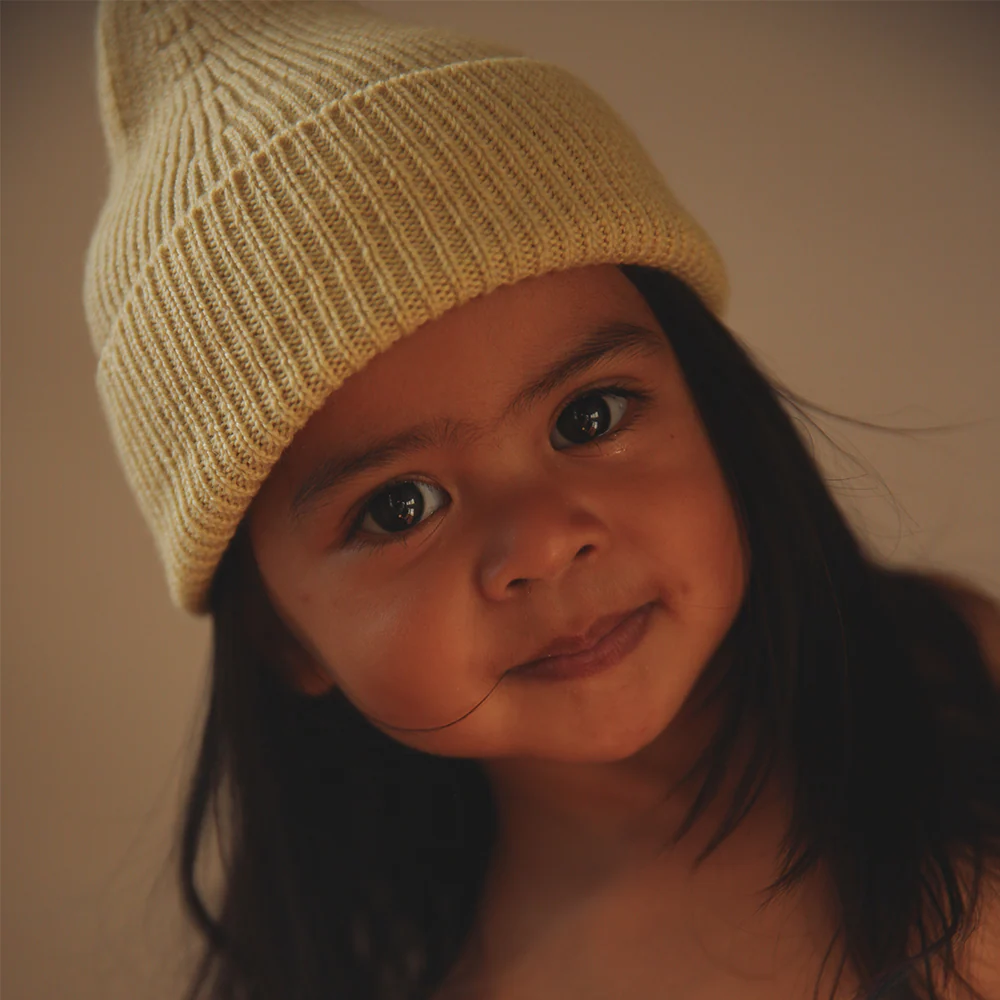 Hvid  Kids Beanie Fonzie  Light Yellow - Image 7