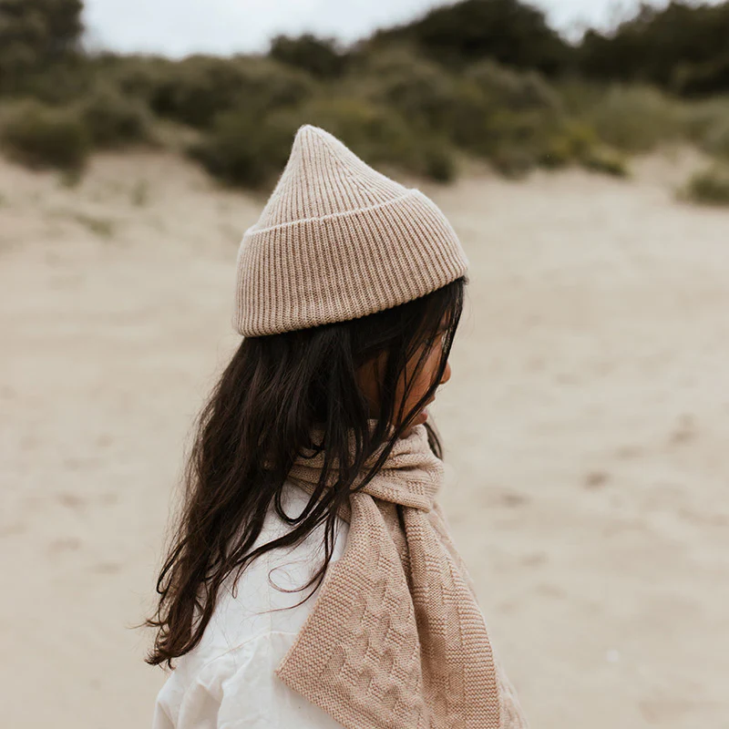 Hvid  Kids Beanie Fonzie  Sand - Image 2