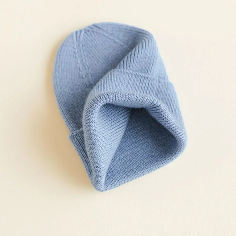 Hvid Newborn Beanie Fonzie Light Blue - Image 2
