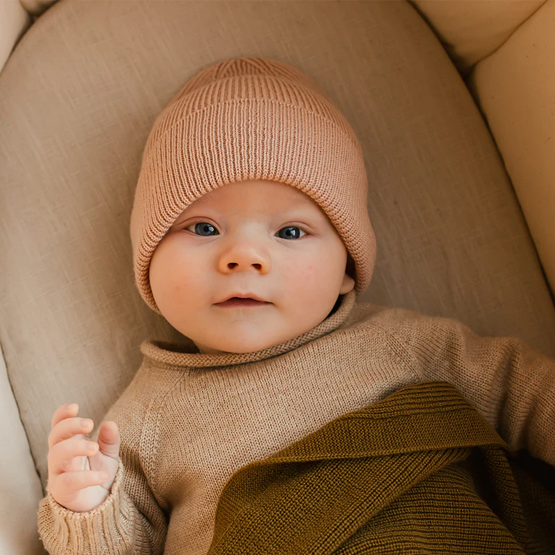 Hvid Newborn Beanie Fonzie Rose - Image 2