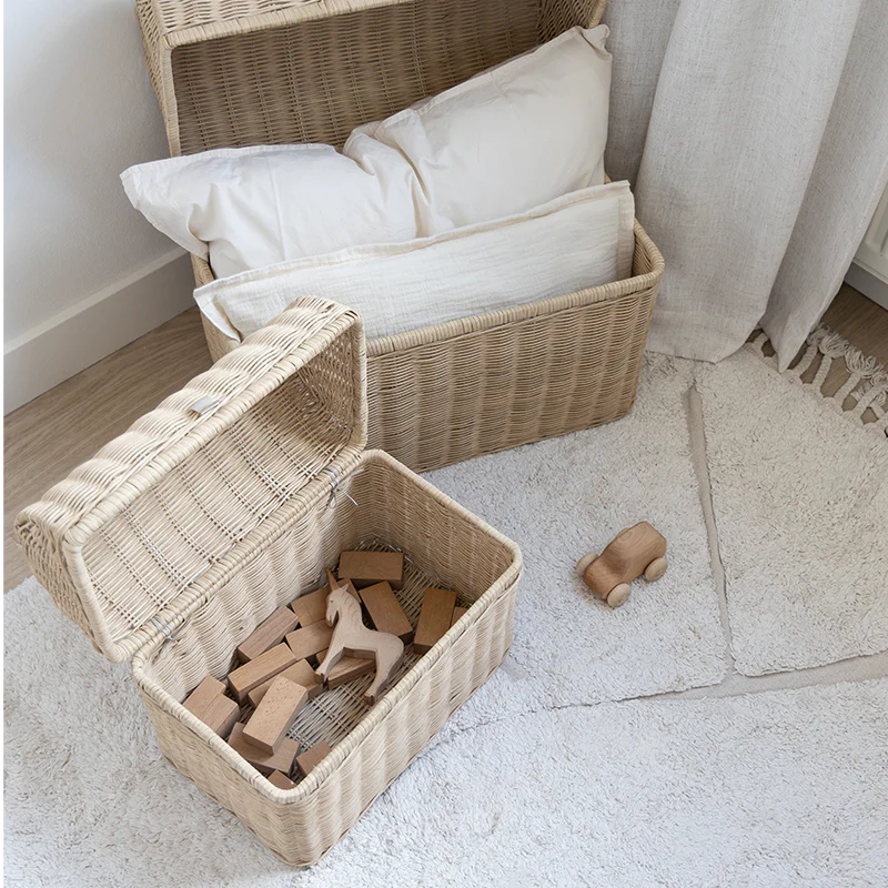 Kas Kopenhagen 3er Set handgeflochtene Raffia Körbe Sand - Image 7