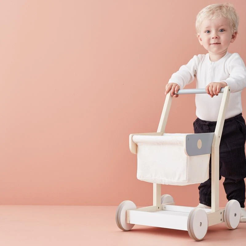 Kids Concept  Einkaufswagen  Weiss/Grau/Natur - Image 3