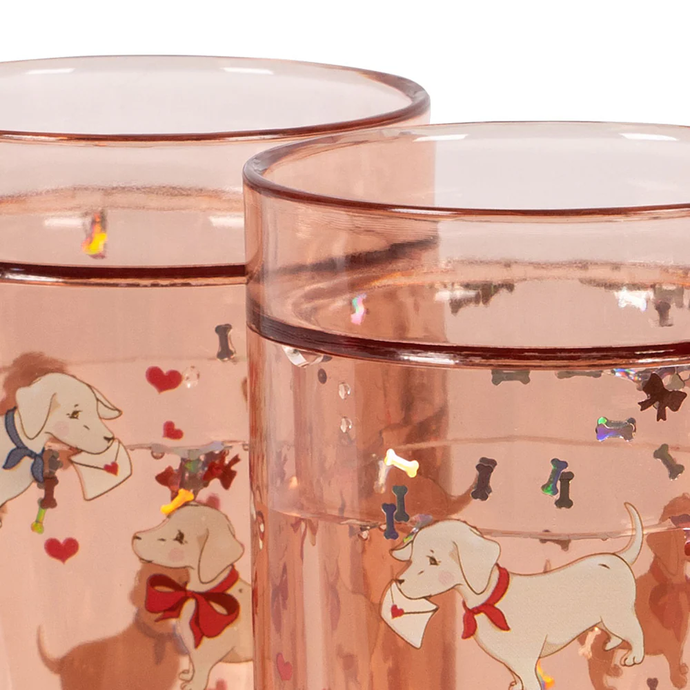 Konges Sløjd  2er Set Glitzer-Becher 'Woof' Letter Rose - Image 2