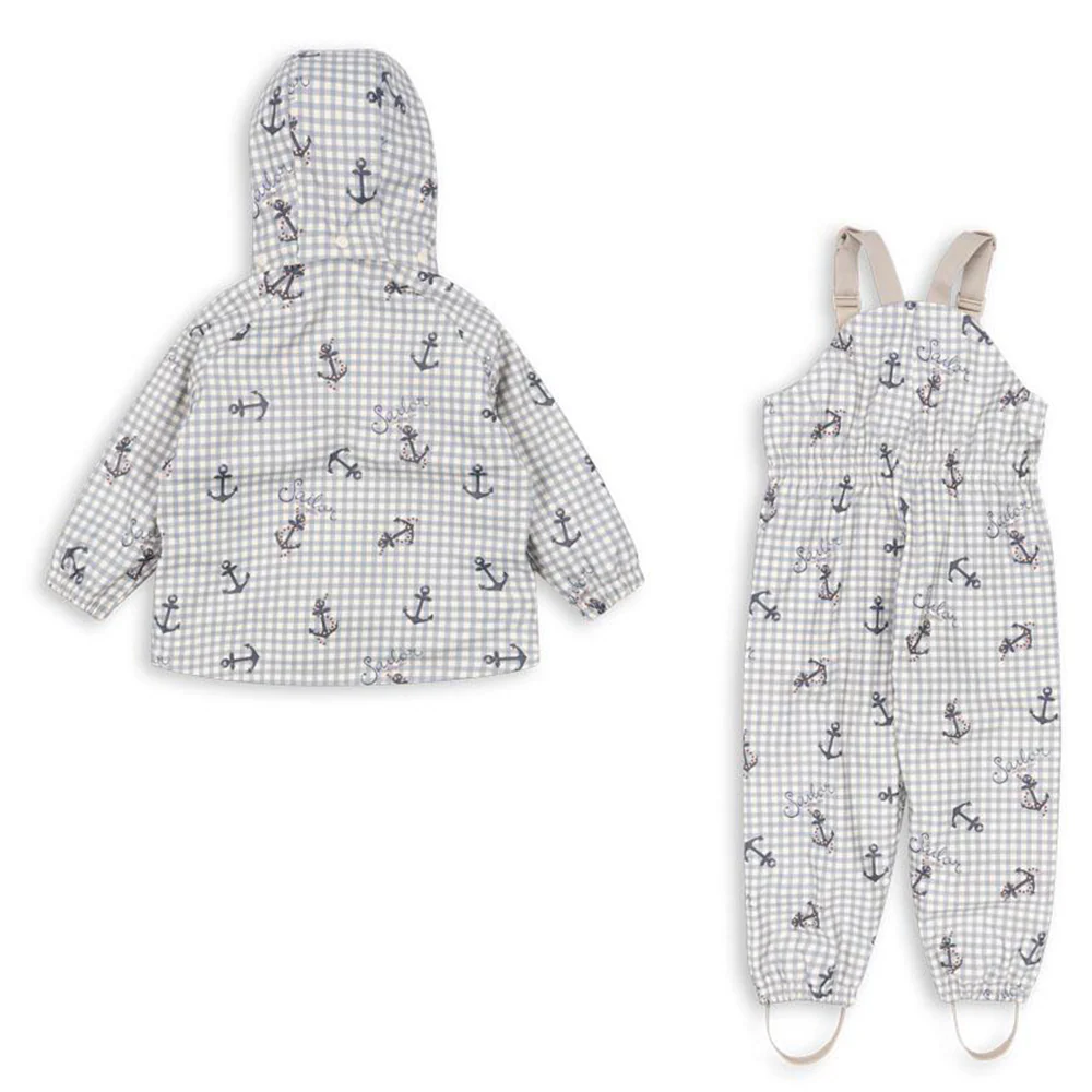 Konges Sløjd  Gefüttertes Regenjacke/-hose Set 'Rainy Palme'  Sailor Check - Image 3