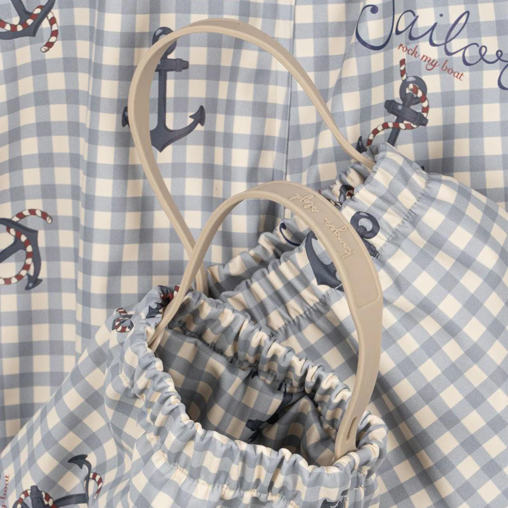 Konges Sløjd  Gefüttertes Regenjacke/-hose Set 'Rainy Palme'  Sailor Check - Image 7