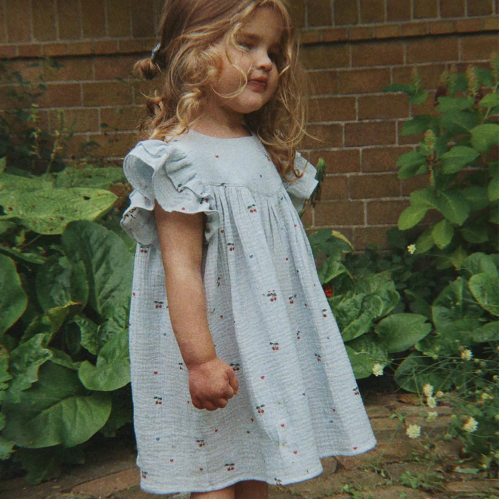 Konges Sløjd Musselin-Sommerkleid 'Coco' Cherry Blue Coeur - Image 2