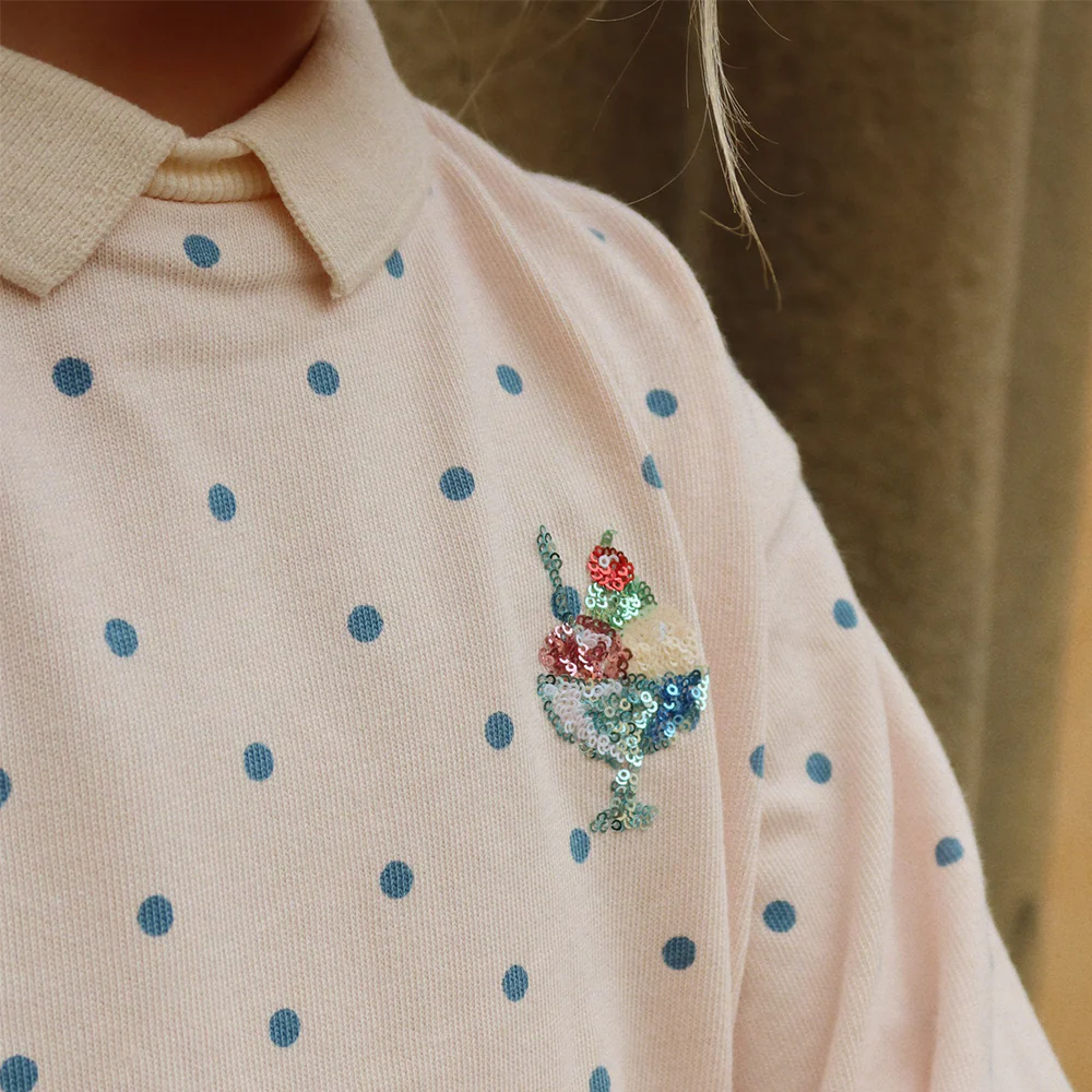 Konges Sløjd Polo Sweatshirt 'Spotty' Rosewater Dot - Image 4