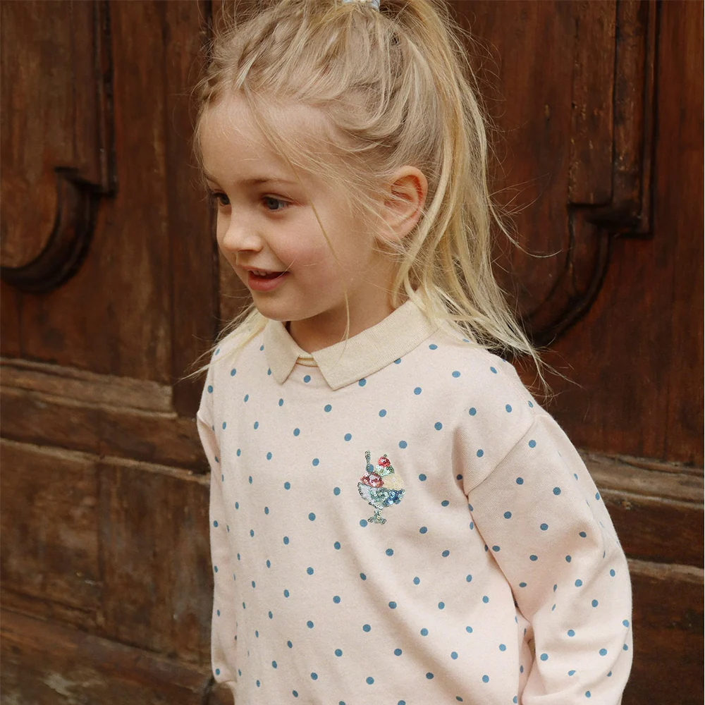 Konges Sløjd Polo Sweatshirt 'Spotty' Rosewater Dot - Image 6