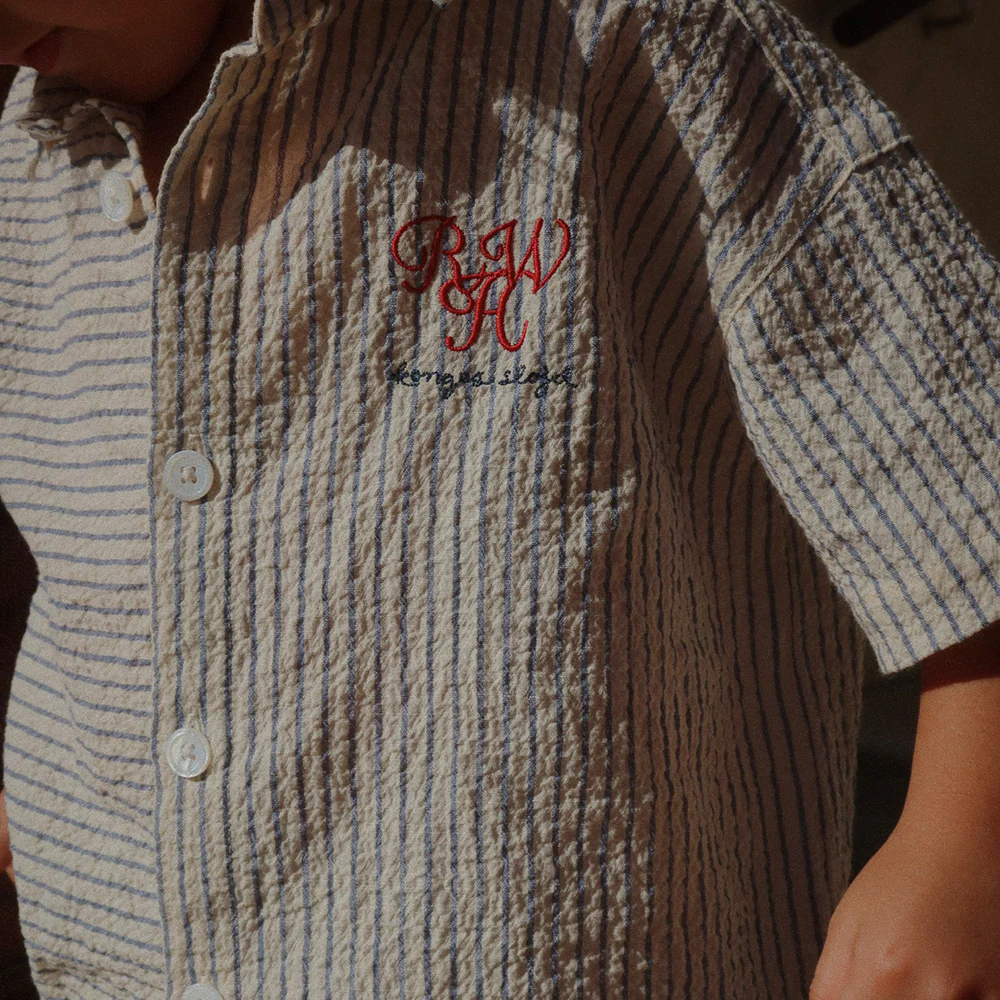 Konges Sløjd Seersucker-Hemd 'RHW X KS' Duo Stripe Blue - Image 7
