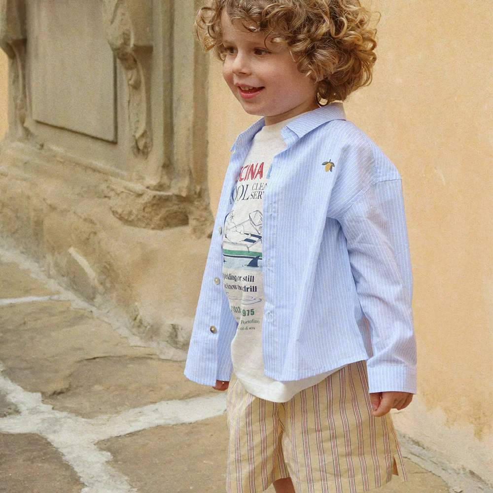 Konges Sløjd Shorts aus Baumwolle 3er-Set 'Azur' Soleil/Bleu/Basil Stripe - Image 2