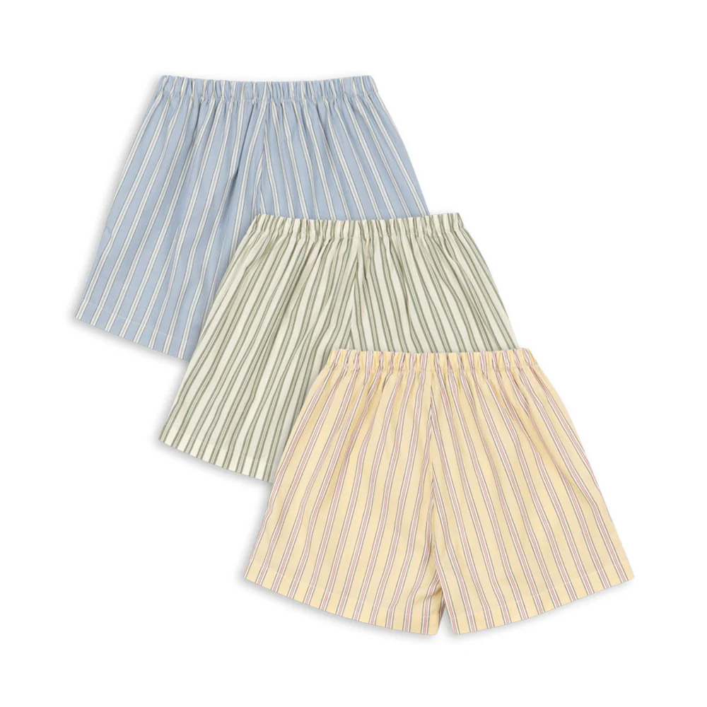 Konges Sløjd Shorts aus Baumwolle 3er-Set 'Azur' Soleil/Bleu/Basil Stripe - Image 3