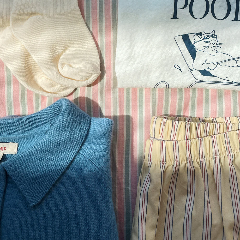 Konges Sløjd Shorts aus Baumwolle 3er-Set 'Azur' Soleil/Bleu/Basil Stripe - Image 6