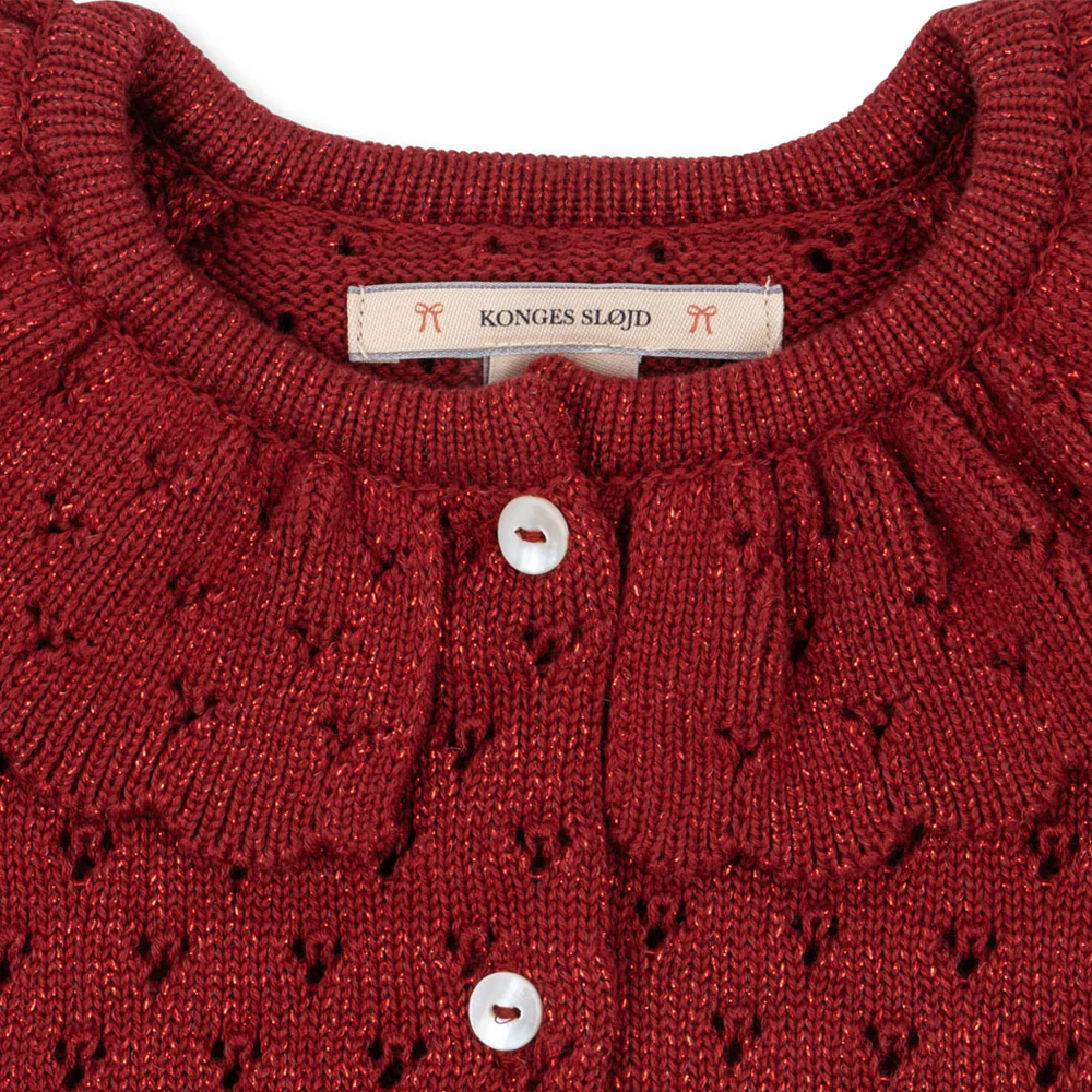 Konges Sløjd Strickcardigan mit Kragen 'Holiday' Red Dahlia - Image 2