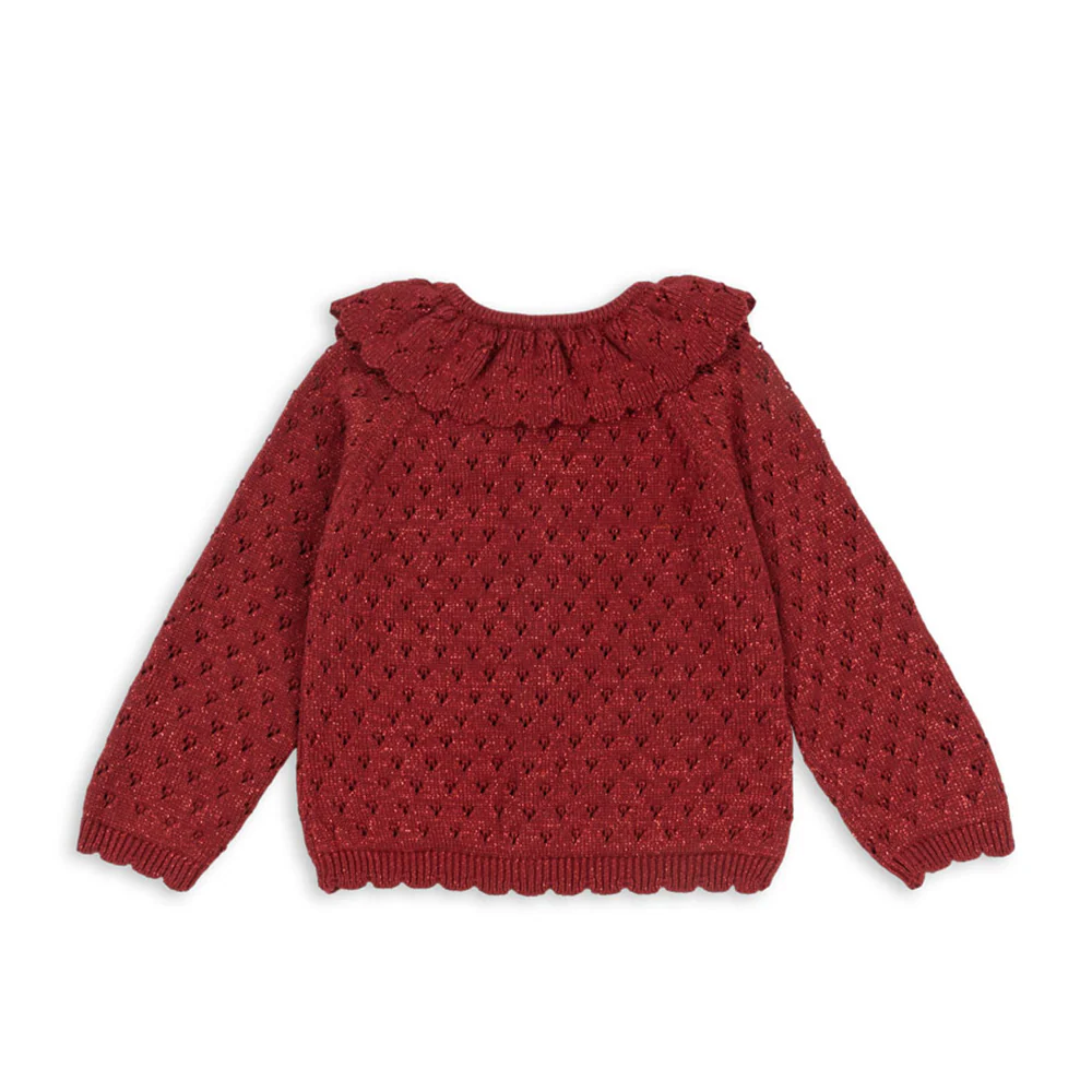 Konges Sløjd Strickcardigan mit Kragen 'Holiday' Red Dahlia - Image 3