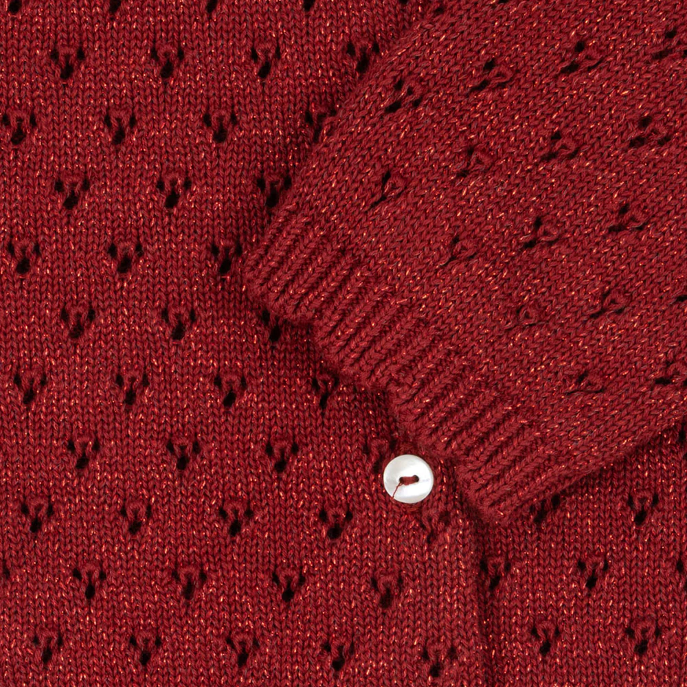 Konges Sløjd Strickcardigan mit Kragen 'Holiday' Red Dahlia - Image 4