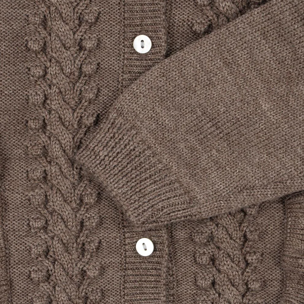 Konges Sløjd Woll-Cardigan mit Rüschen 'Fiol' Bunny Brown Melange - Image 4