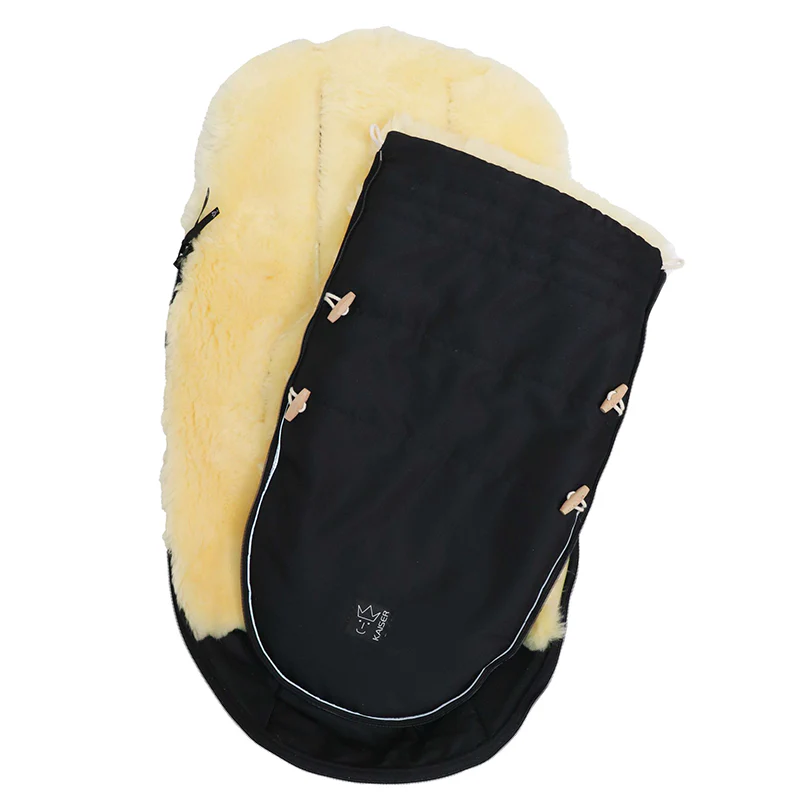 Lammfell Kinderwagenfusssack 'LOVE THE NATURE ' Black - Image 6
