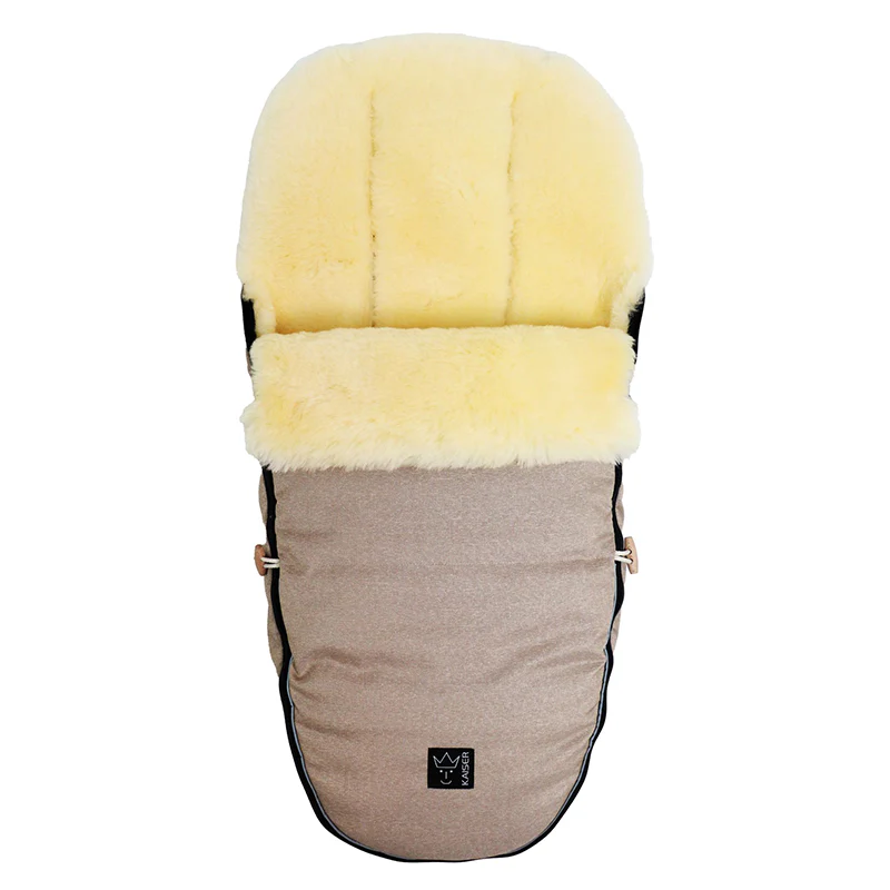 Lammfell Kinderwagenfusssack 'LOVE THE NATURE ' Sand Melange - Image 3