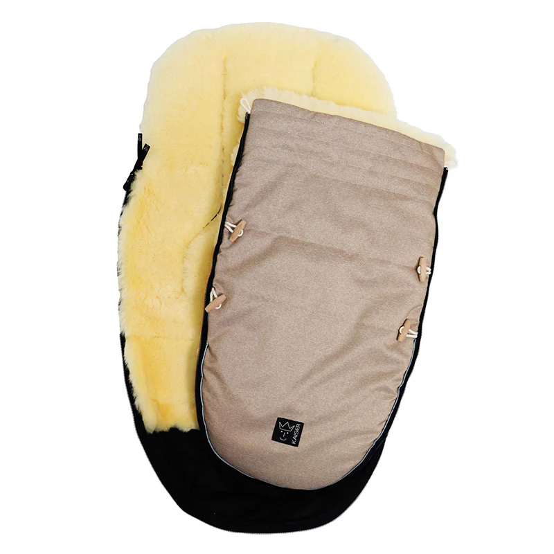 Lammfell Kinderwagenfusssack 'LOVE THE NATURE ' Sand Melange - Image 4