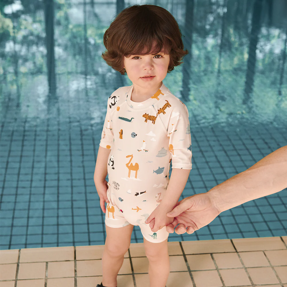 Liewood Baby Bade-Jumpsuit 'Thor' Around the World/Sandy - Image 2