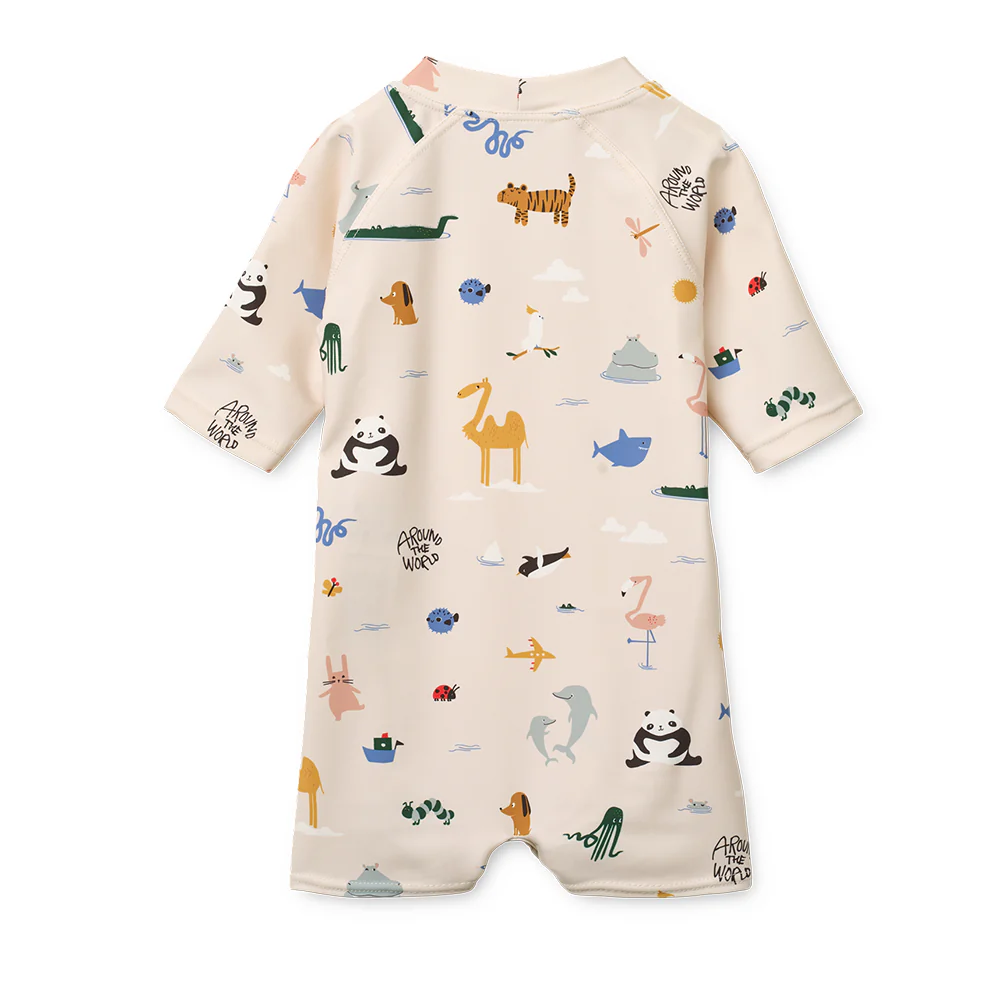 Liewood Baby Bade-Jumpsuit 'Thor' Around the World/Sandy - Image 4