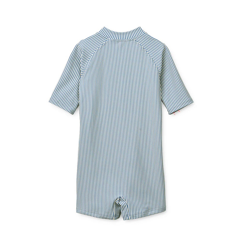 Liewood Seersucker UV-Bade-Jumpsuit 'Max' Stripe Riverside/Creme de la Creme - Image 2