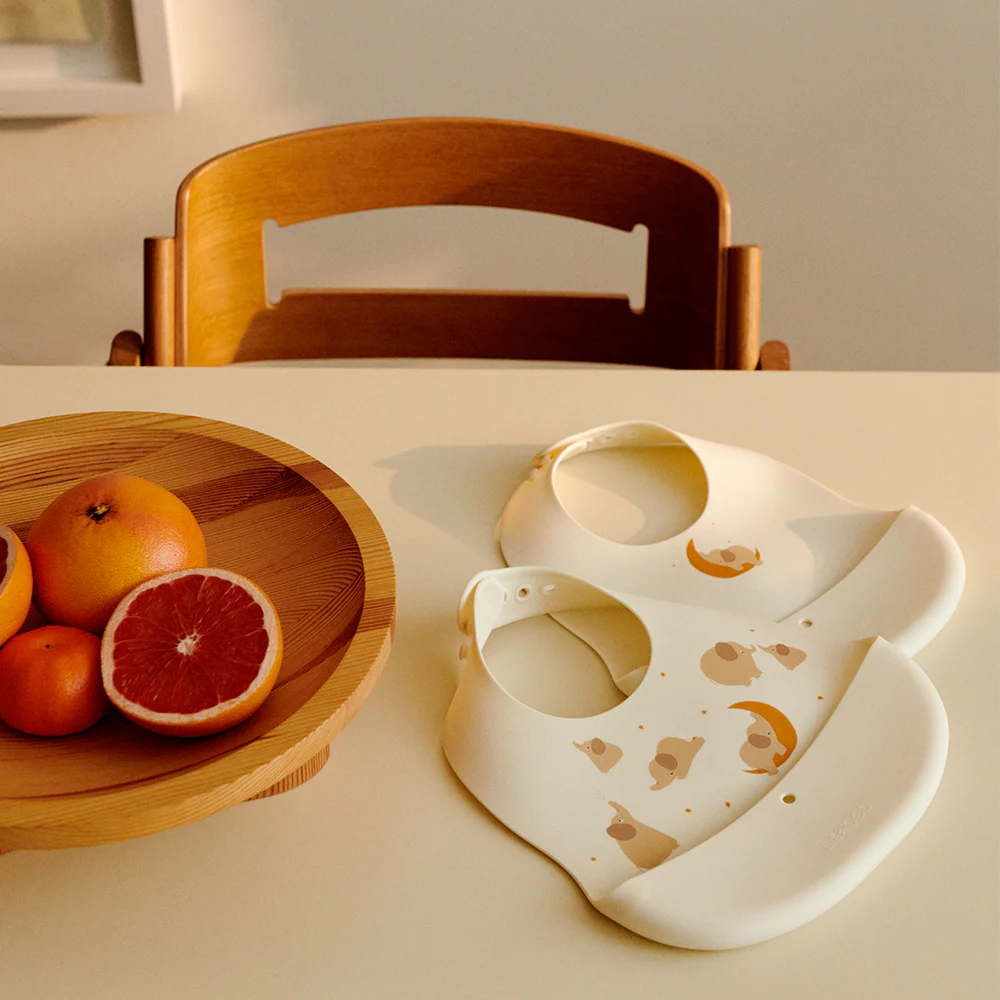 Liewood  Silikon Lätzchen 2er-Set 'Ember' Elephant/Creme de la Creme - Image 2