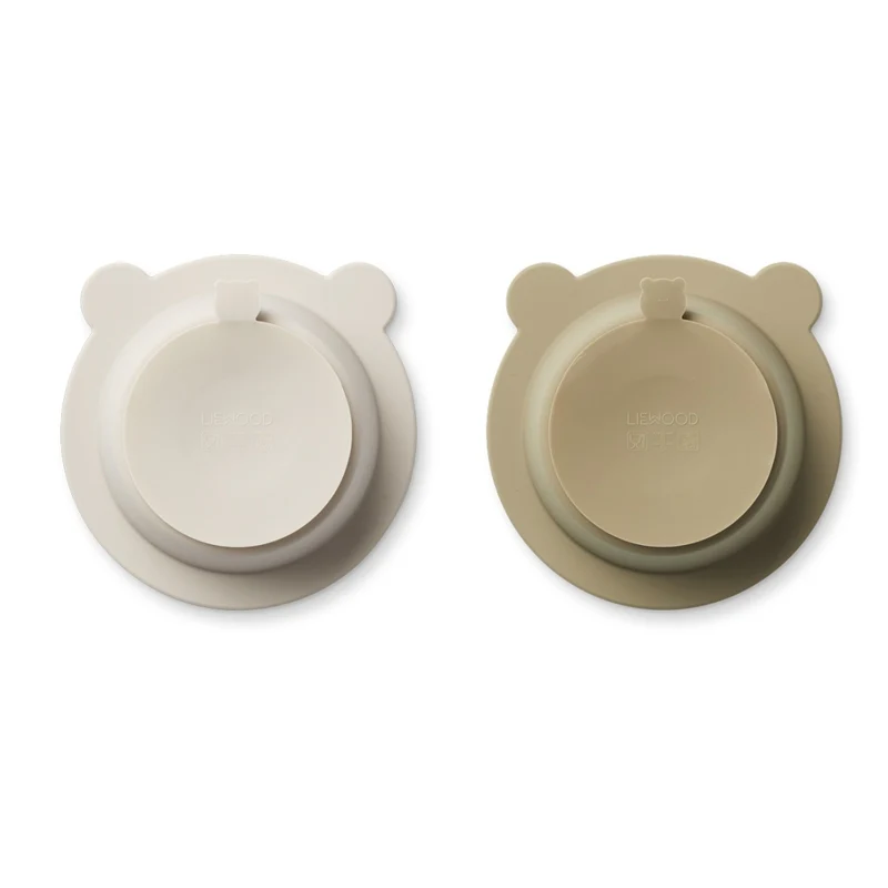 Liewood  Silikon Teller mit Saugnapf 2er Set 'Peony'  Sandy/Oat Mix - Image 2