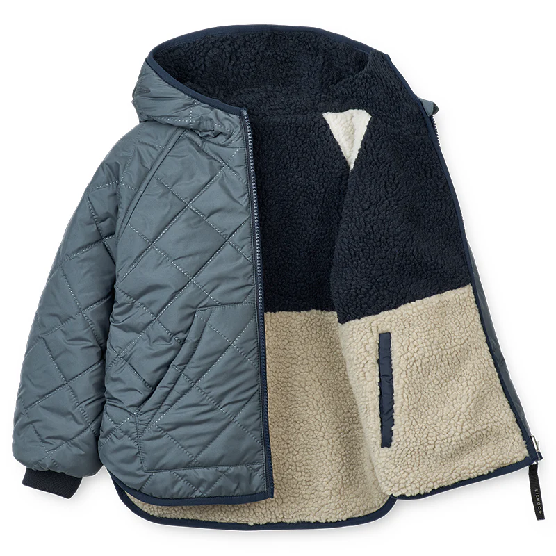 Liewood Wendbare Thermojacke 'Jackson' Whale Blue Multi Mix - Image 3