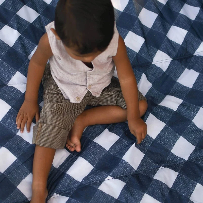 Little Unicorn  Picknickdecke Gross  Navy Plaid - Image 7