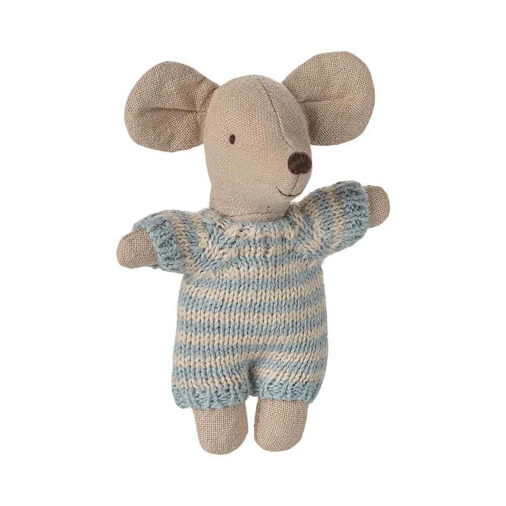 Maileg  Babymaus in Tragekorb Blue - Image 4