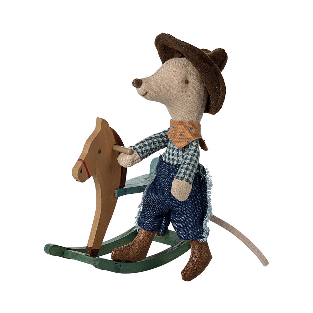 Maileg 'Cowboy Maus auf Schaukelpferd' Kleiner Bruder - Image 3